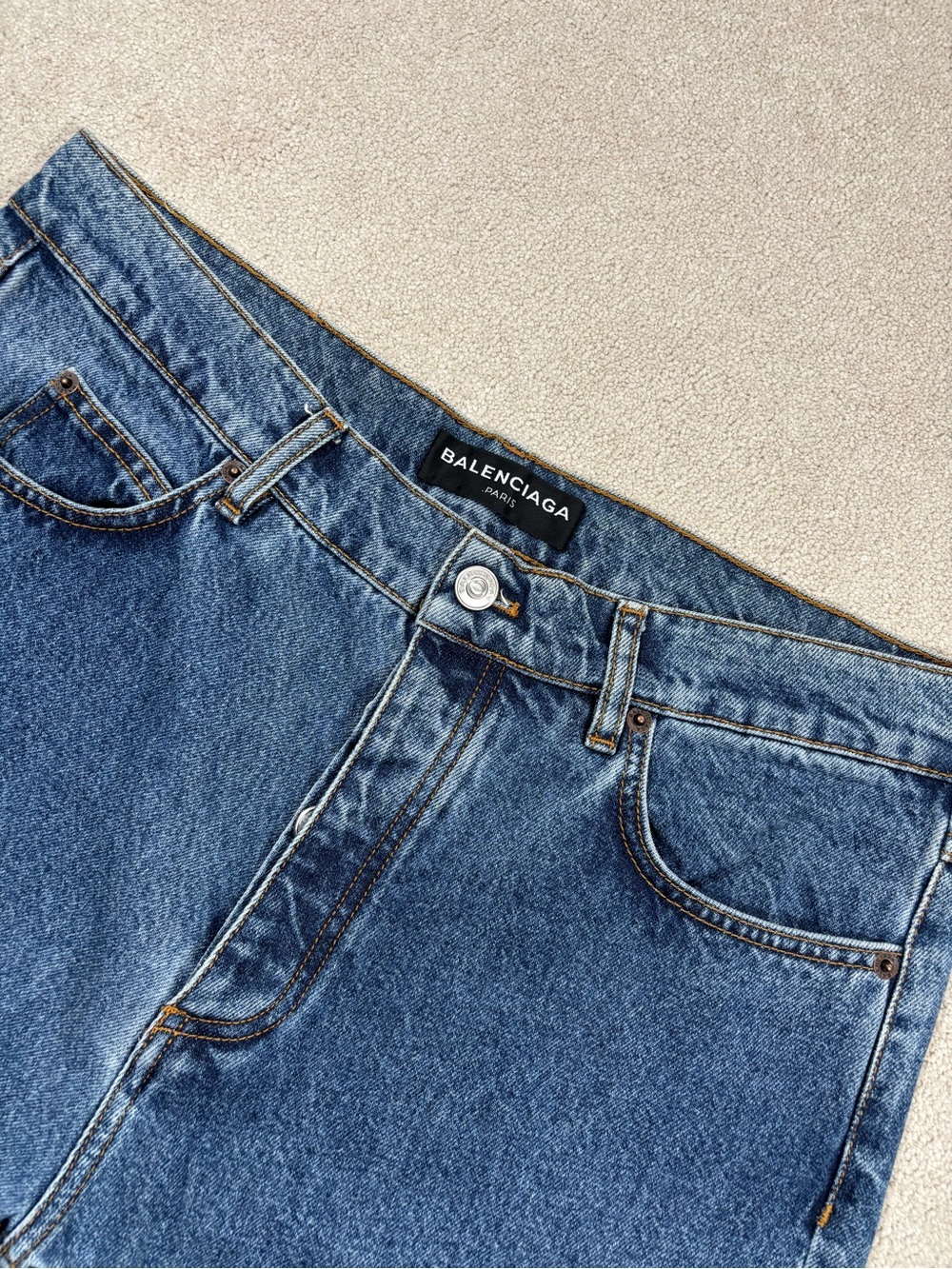 Balenciaga Mens Fall/Winter 2016 Washed Denim Straight Leg Pants Demna Gvasalia